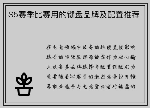 S5赛季比赛用的键盘品牌及配置推荐